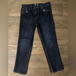 2/$10 Wonder Nation Big Kids Husky Size 14 Dark Blue Slim Fit Straight Leg Jeans